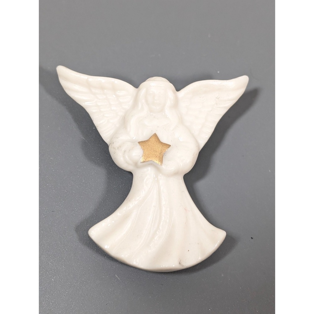 Lenox White Porcelain China Guardian Angel Star Brooch Pin